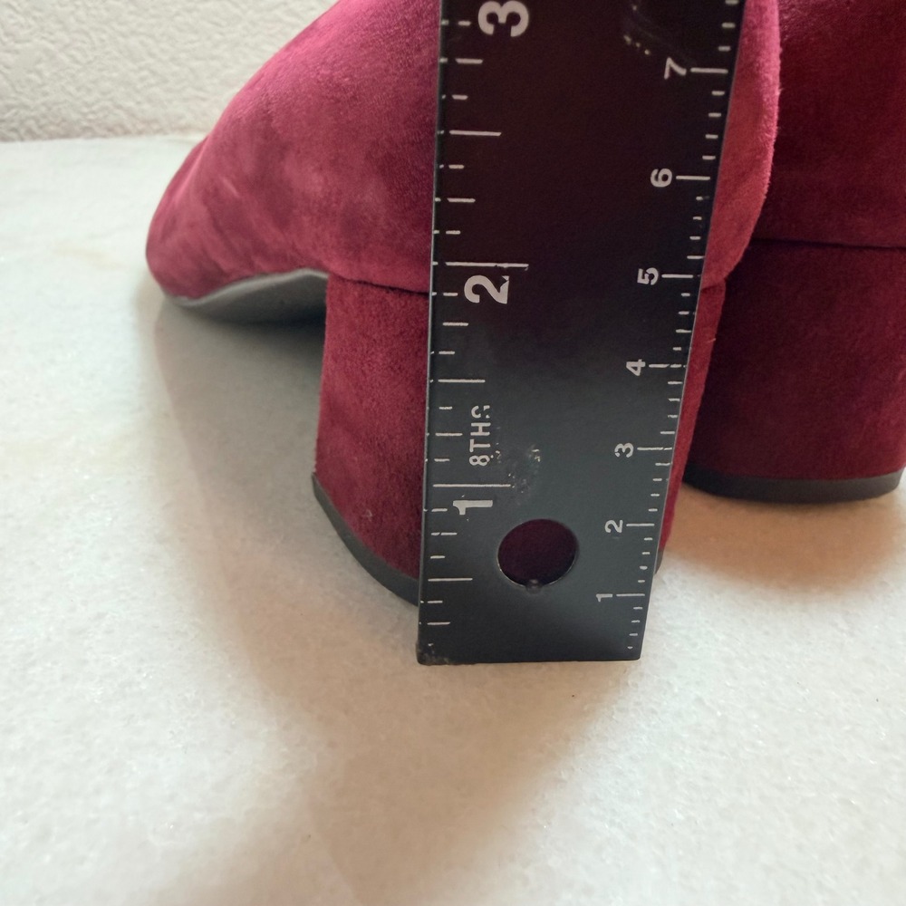 NWOT‎ Cole Haan Burgundy Suede Patent Cap Toe Block Heel Pumps W30825 6.5C Wide - Picture 5 of 9
